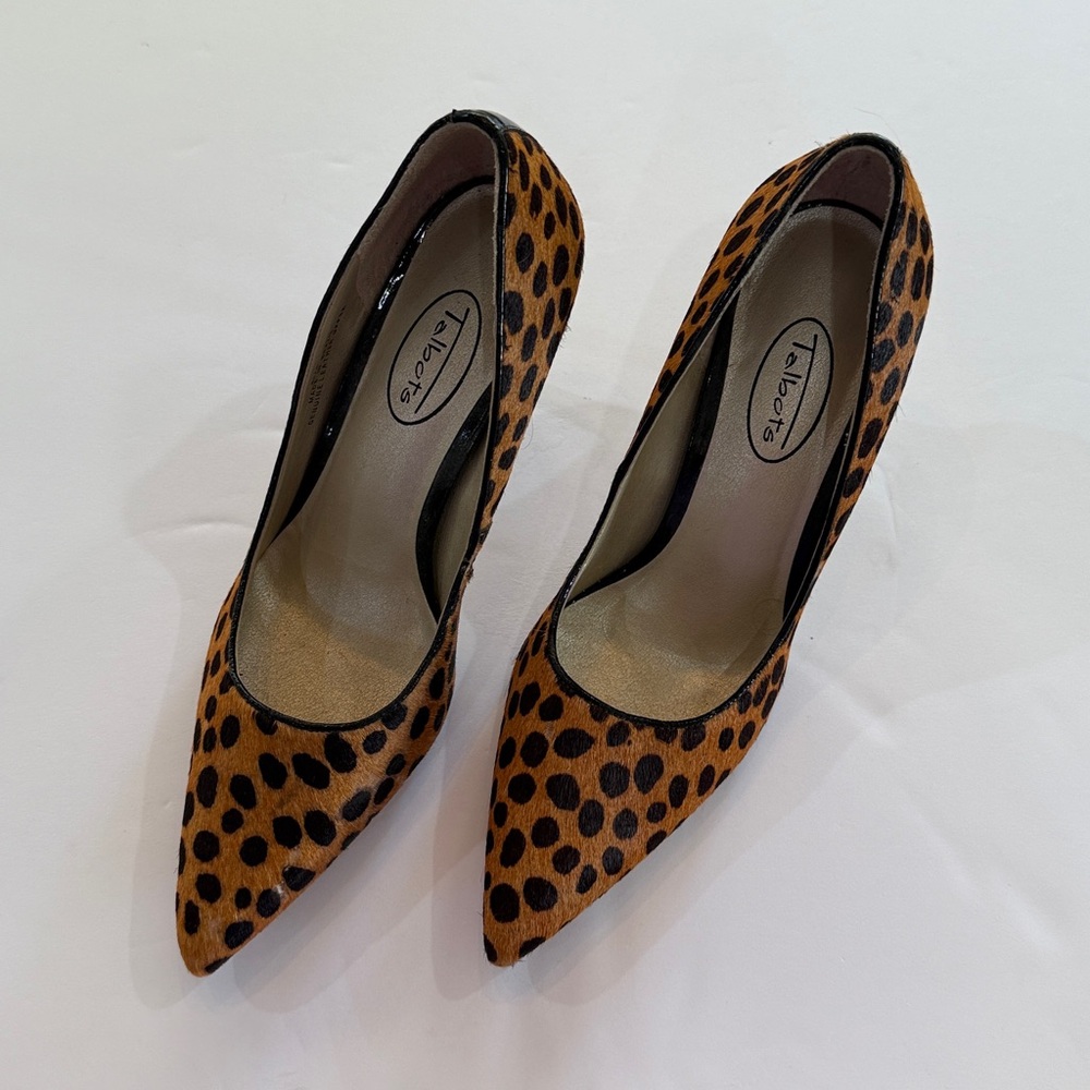 Talbots Cheetah Print Calf Hair Pointed Toe Heels Size 6.5
